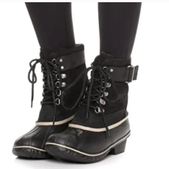 Sorel Winter Fancy Lace II Boot Women's Black Duck Boot Rain Weatherproof - Picture 3 of 9